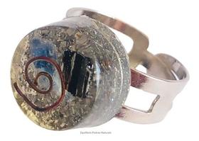 Anel Orgonite Ajustável Cianita Azul Arcanjo Miguel