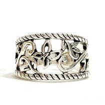 Anel Ornare Prata Feminino com Flores - Semijoia Hipoalergênica