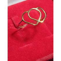 Anel ouro 18 k corações peso 0,70 gramas topo 10 mm fio 1 mm