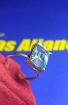 Anel Ouro 18 Kilates 2.90 Gramas 12 x 8 mm Zircônias Águas Marinhas