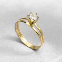 Anel Ouro 18 Kilates Peso 1.00 Grama Pedra Zircônia 5 mm Solitário
