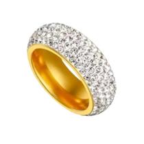 Anel Ouro 18k 8mm Pedras Zircônia Brancas Cravejado Anatômico Tungstênio Compromisso Luxo Elegante Anel Ouro 18k 8mm Pedras Zircônia Brancas Cravejado Anatômico Tungstênio Compromisso Luxo Elegante