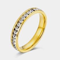 Anel Ouro 18k Aparador Aliança Com Pedras Zircônia Banhada