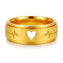 Anel Ouro 18k Coração Vazado 6mm Luxo Compromisso Casamento Noivado Presente Romântico