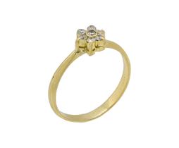 Anel ouro 18k flor de diamantes delicado no aro 16 j25945