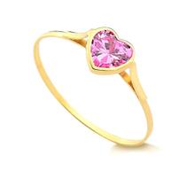 Anel Ouro 18K Zirconia Rosa An176