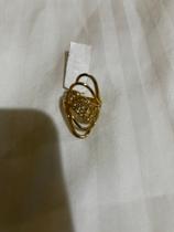 Anel oval com zirconias banhado ouro 18k