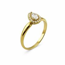 Anel Oval em Ouro 18k com Zirconias Brancas - Justino Ribas