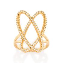 Anel Oval Rommanel Folheado a Ouro com Zircônia 513073