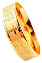 Anel Pai Nosso Dourado Aço Inox Anel Pai Nosso Dourado Aço Inox