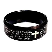 Anel Pai Nosso Reza Oração 6mm Cristã Religião Tradicional Anatomico Aço 316L