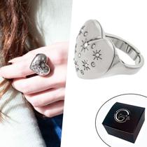 Anel Paládio / Prata Coração com Cristais e Abertura - Medida Interna 18mm (Aro 17)