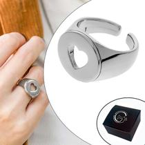 Anel Paládio / Prata Coração Vazado com Abertura Ideal para o Dedo Mínimo (Dedinho) - Medida Interna 15mm (Aro 7)