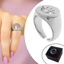 Anel Paládio / Prata OLHO GREGO com Abertura para Dedo Mínimo - Medida Interna 16mm (Aro 10)