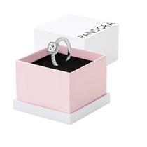 Anel PANDORA Square Sparkle Halo Anel de prata esterlina para mulheres Anel em camadas ou empilhável Prata esterlina com zircônia cúbica transparente Presente para ela Com caixa de presente Tamanho 5