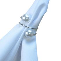 Anel para Guardanapo com Pérola Kit 4 a 10 Peças Dourado e Prata Mesa Posta Elegante