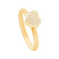 Anel Pavê Coração com Zircônias em Ouro 18K - AU141112 Anel Pavê Coração com Zircônias em Ouro 18K - AU141112