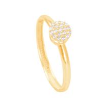 Anel Pavê Redondo com Zircônias em Ouro 18K - AU14111