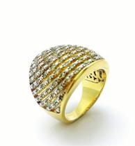 Anel Pavé Semicircular Microzirconias Banho Ouro 18k 2527