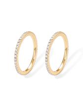 Anel PAVOI Conjunto de 2 em Prata 925 Banhado a Ouro 14K com Zircônia Cúbica Tamanho 6