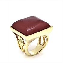 Anel Pedra Chaton Aro Flor Vazada Banho Ouro 18k 2210