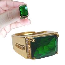 Anel Pedra Esmeralda Fusion Zircônia Banhado A Ouro Anel Pedra Esmeralda Fusion Zircônia Banhado A Ouro