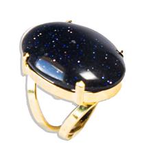 Anel Pedra Estrela Oval Pedra Natural Dourado Aro Ajustavel