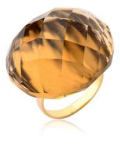 Anel Pedra Natural Cristal Fumê Ouro 18k Puro - MAEHLER JOIAS