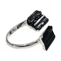 Anel Pedra Natural Turmalina Negra Bruta - Ajustável