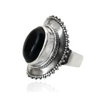 Anel Pedra Õnix Prata de Bali 925 Anel Pedra Õnix Prata de Bali 925