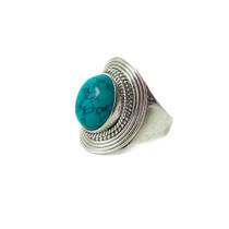 Anel Pedra Oval Turquesa Prata 925