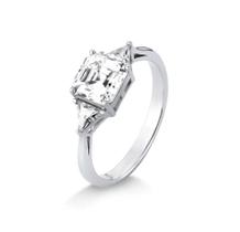 Anel pedra quadrada e triangulos moissanite 7x4mm 2.6ct joia de prata luxo möverich tamanho:21 Anel pedra quadrada e triangulos moissanite 7x4mm 2.6ct joia de prata luxo möverich tamanho:21