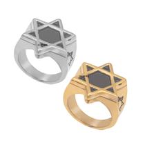 Anel Pentagrama Estrela De Davi Em Aço Inox Prata Dourado 6 pontos masculino feminino Anel Pentagrama Estrela De Davi Em Aço Inox Prata Dourado 6 pontos masculino feminino