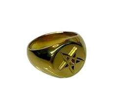 Anel Pentagrama Pentaculo Estrela 5 Pontas Em Aço Inox