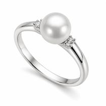 Anel Pérola 7 mm Com 4 Zircônias Em Prata 925 Anel Pérola 7 mm Com 4 Zircônias Em Prata 925