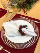 Anel Porta Guardanapo Argola Natal Vermelho Luxo mini guirlanda 6 Unidades Anel Porta Guardanapo Argola Natal Vermelho Luxo mini guirlanda 6 Unidades