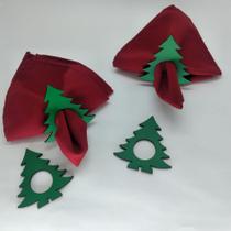 Anel Porta Guardanapo de Mesa em MDF árvore de Natal kit com 4
