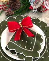 Anel Porta Guardanapo Decoração Natal Laço Vermelho Luxo08Un
