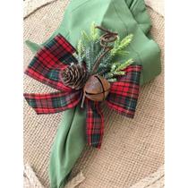 Anel Porta Guardanapo Decoração Natal Vermelho Luxo 06 Unidades