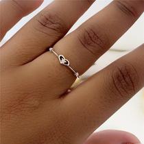 Anel prata 925 aliancinha coração