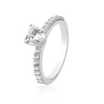 Anel Prata 925 Aparador Solitário Coração Cravejado - Tam.16