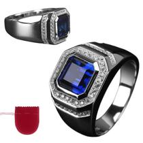 Anel Prata 925 Cor Topázio E Zircônias Ajustável + Saco Veludo