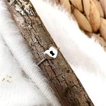 Anel prata 925 coração fechadura