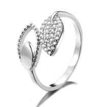Anel Prata 925 De Lei Feminino com Zircônias Folhas Anel Prata 925 De Lei Feminino com Zircônias Folhas
