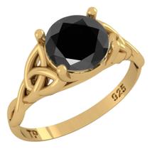 Anel Prata 925 Dourada 18k Celta Knot Trinity - Black Onix