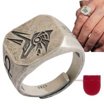 Anel Prata 925 Egito Deus Anúbis Olho De Hórus Ajustável Anel Prata 925 Egito Deus Anúbis Olho De Hórus Ajustável