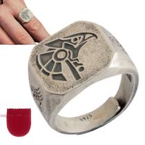 Anel Prata 925 Egito Deus Hórus Ajustável Anel Prata 925 Egito Deus Hórus Ajustável