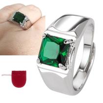 Anel Prata 925 Esmeralda Fusion Ajustável + Saco Veludo Anel Prata 925 Esmeralda Fusion Ajustável + Saco Veludo