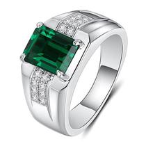 Anel Prata 925 Esmeralda Fusion Zircônia Ajustável Anel Prata 925 Esmeralda Fusion Zircônia Ajustável