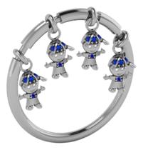 Anel Prata 925 Família Pingentes Exclusivos : 4 Meninos